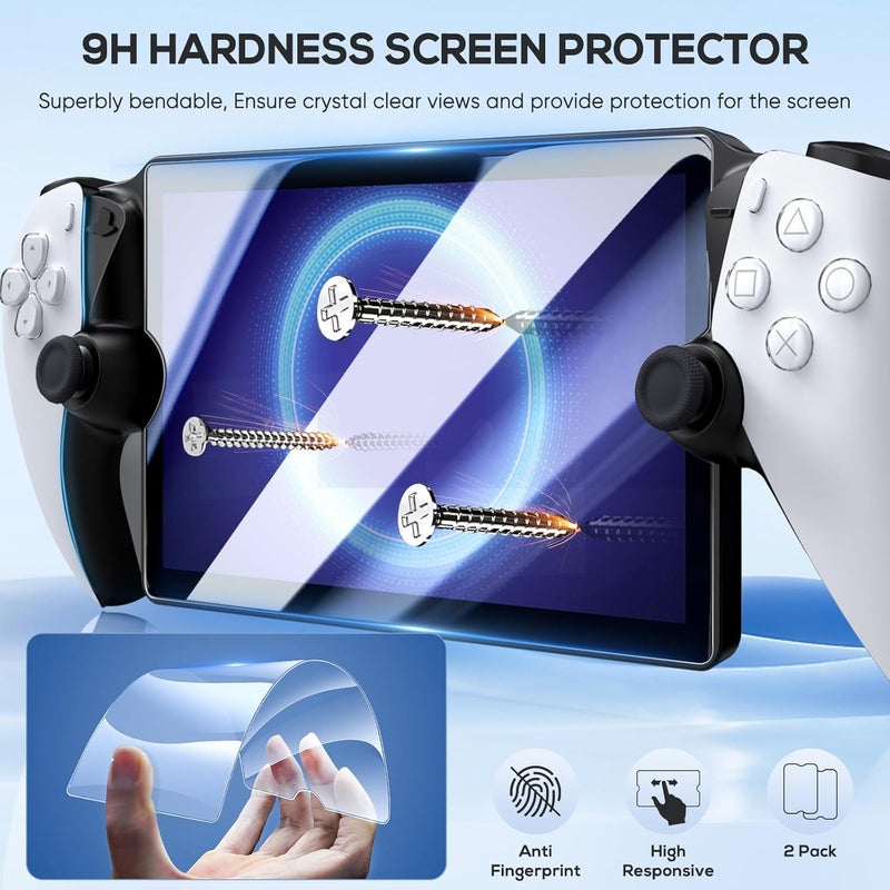 Kinwin 10 in 1 Accessories Bundle Compatible with PlayStation Portal, EVA Carrying Case for PS Portal with Silicone Protective Cover, 2 Pack Screen Protectors and 4 Thumb Grips for PS5 Portal Console - Image 5